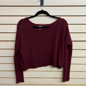 Maroon Vintage Crop Top Sweater